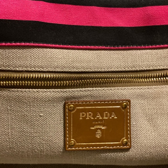 Authentic Prada Large Striped Canapa Tote - Picture 6 of 11